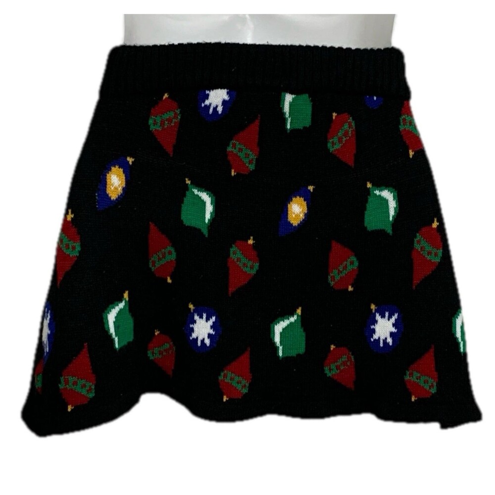 Xhilaration Christmas Mini Skirt Women’s Size M Black Knit A-Line Elastic Waist